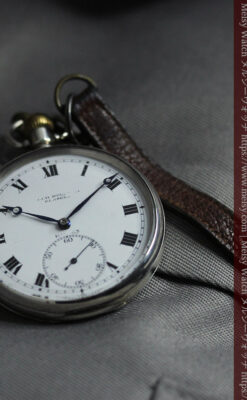 渋いローマ数字 ロレックスの銀無垢アンティーク懐中時計 【1920年頃】-P2351-7