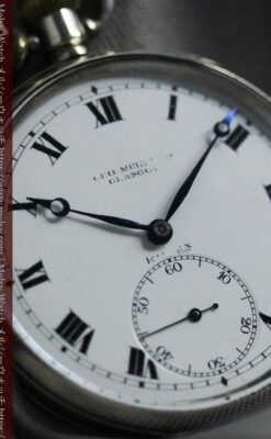 渋いローマ数字 ロレックスの銀無垢アンティーク懐中時計 【1920年頃】-P2351-9