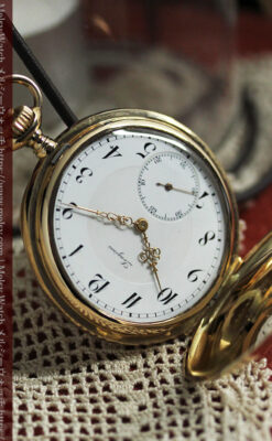 ロンジンの大きな蓋付き金無垢アンティーク懐中時計 【1915年頃】-P2352-13