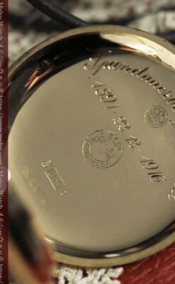 ロンジンの大きな蓋付き金無垢アンティーク懐中時計 【1915年頃】-P2352-18