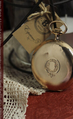 ロンジンの大きな蓋付き金無垢アンティーク懐中時計 【1915年頃】-P2352-5