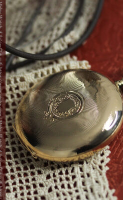 ロンジンの大きな蓋付き金無垢アンティーク懐中時計 【1915年頃】-P2352-7