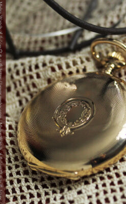 ロンジンの大きな蓋付き金無垢アンティーク懐中時計 【1915年頃】-P2352-8