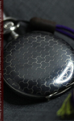 ゼニスの美しい黒金装飾の銀無垢アンティーク懐中時計 【1919年頃】-P2353-13