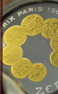 ゼニスの美しい黒金装飾の銀無垢アンティーク懐中時計 【1919年頃】-P2353-20