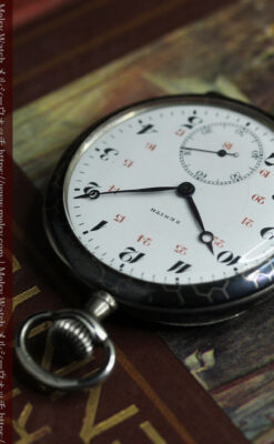 ゼニスの美しい黒金装飾の銀無垢アンティーク懐中時計 【1919年頃】-P2353-9