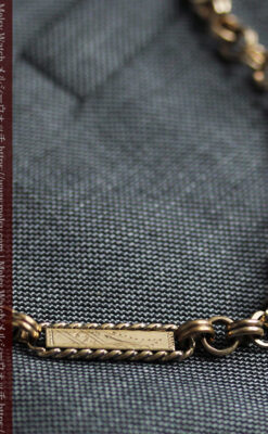 装飾の綺麗なダブルアルバート懐中時計チェーン 立体装飾付き-C0513-10