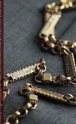 装飾の綺麗なダブルアルバート懐中時計チェーン 立体装飾付き-C0513-11