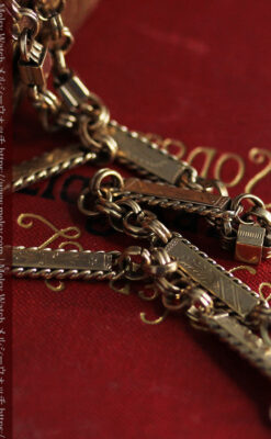 装飾の綺麗なダブルアルバート懐中時計チェーン 立体装飾付き-C0513-3