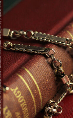 装飾の綺麗なダブルアルバート懐中時計チェーン 立体装飾付き-C0513-5