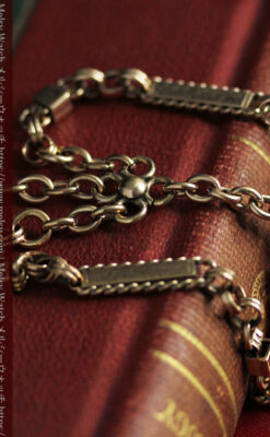 装飾の綺麗なダブルアルバート懐中時計チェーン 立体装飾付き-C0513-7