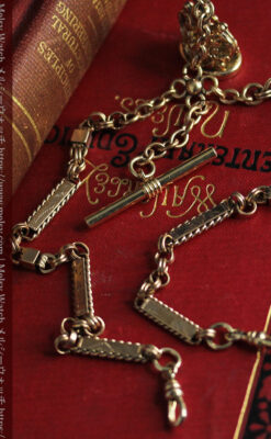 装飾の綺麗なダブルアルバート懐中時計チェーン 立体装飾付き-C0513-8