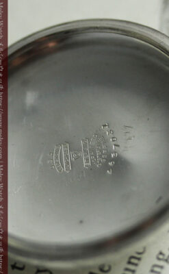 煙をあげる蒸気機関車 ウォルサムの銀無垢アンティーク懐中時計【1900年頃】-P2354-13