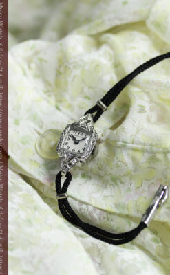 ダイヤとケース装飾の美しいハミルトンのレディース金無垢腕時計 【1945年頃】-W1610-5