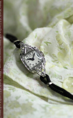 ダイヤとケース装飾の美しいハミルトンのレディース金無垢腕時計 【1945年頃】-W1610-6