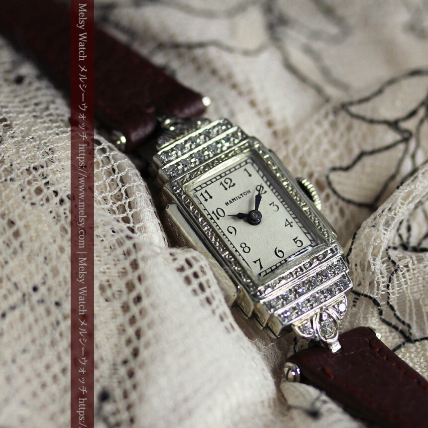 28石のダイヤが煌めくハミルトンの婦人用アンティーク腕時計 【1930年頃】-W1611-1