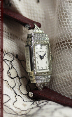 28石のダイヤが煌めくハミルトンの婦人用アンティーク腕時計 【1930年頃】-W1611-11