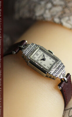 28石のダイヤが煌めくハミルトンの婦人用アンティーク腕時計 【1930年頃】-W1611-17