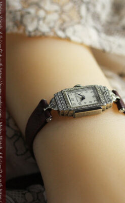 28石のダイヤが煌めくハミルトンの婦人用アンティーク腕時計 【1930年頃】-W1611-6