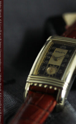 グリュエン アンティーク腕時計 カーブ&黒文字盤 【1937年頃】-W1615-11