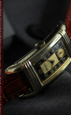 グリュエン アンティーク腕時計 カーブ&黒文字盤 【1937年頃】-W1615-12