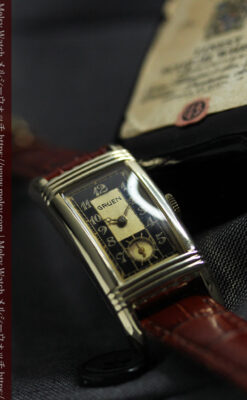 グリュエン アンティーク腕時計 カーブ&黒文字盤 【1937年頃】-W1615-13