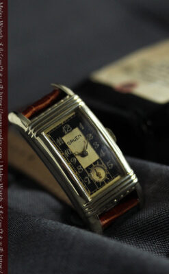 グリュエン アンティーク腕時計 カーブ&黒文字盤 【1937年頃】-W1615-14