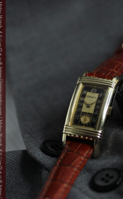 グリュエン アンティーク腕時計 カーブ&黒文字盤 【1937年頃】-W1615-15