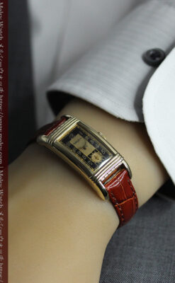 グリュエン アンティーク腕時計 カーブ&黒文字盤 【1937年頃】-W1615-18