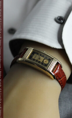 グリュエン アンティーク腕時計 カーブ&黒文字盤 【1937年頃】-W1615-19