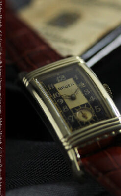 グリュエン アンティーク腕時計 カーブ&黒文字盤 【1937年頃】-W1615-2