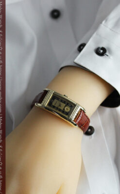 グリュエン アンティーク腕時計 カーブ&黒文字盤 【1937年頃】-W1615-21