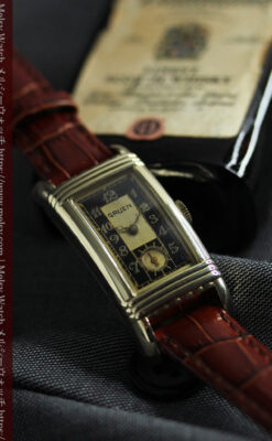 グリュエン アンティーク腕時計 カーブ&黒文字盤 【1937年頃】-W1615-3