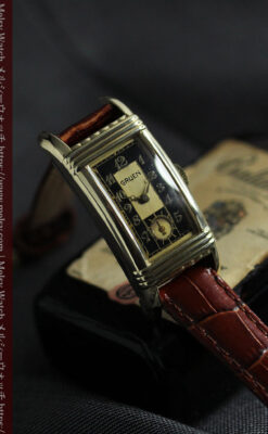 グリュエン アンティーク腕時計 カーブ&黒文字盤 【1937年頃】-W1615-5