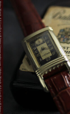 グリュエン アンティーク腕時計 カーブ&黒文字盤 【1937年頃】-W1615-6