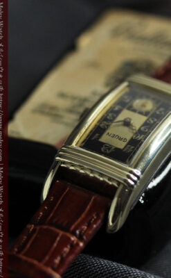 グリュエン アンティーク腕時計 カーブ&黒文字盤 【1937年頃】-W1615-7