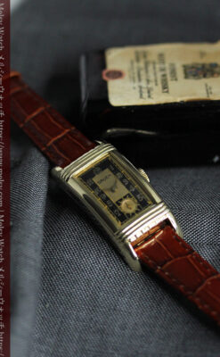 グリュエン アンティーク腕時計 カーブ&黒文字盤 【1937年頃】-W1615-9