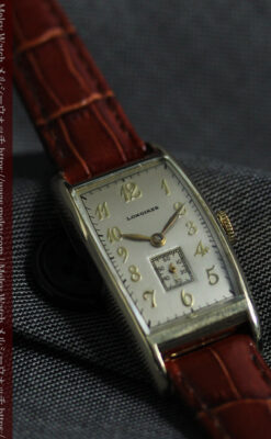 緩やかな曲線が上品な細長いケースのロンジンのアンティーク腕時計【1946年頃】-W1616-15