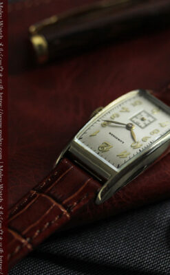 緩やかな曲線が上品な細長いケースのロンジンのアンティーク腕時計【1946年頃】-W1616-3