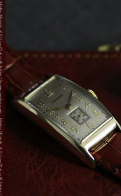 緩やかな曲線が上品な細長いケースのロンジンのアンティーク腕時計【1946年頃】-W1616-5