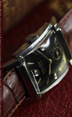 グリュエン アンティーク腕時計 金銀混色に3点ダイヤ&黒文字盤 【1945年頃】-W1617-10