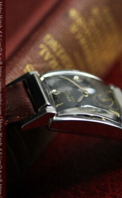 グリュエン アンティーク腕時計 金銀混色に3点ダイヤ&黒文字盤 【1945年頃】-W1617-11