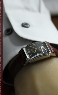 グリュエン アンティーク腕時計 金銀混色に3点ダイヤ&黒文字盤 【1945年頃】-W1617-14