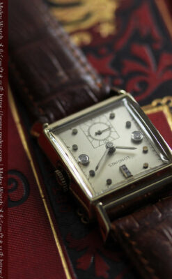 ダイヤ文字盤 ロンジンの金無垢アンティーク腕時計 【1947年頃】-W1618-10