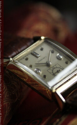 ダイヤ文字盤 ロンジンの金無垢アンティーク腕時計 【1947年頃】-W1618-12