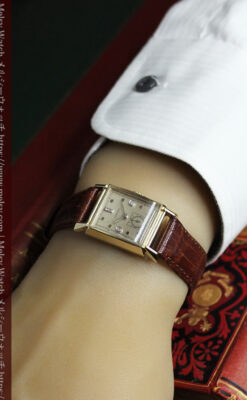 ダイヤ文字盤 ロンジンの金無垢アンティーク腕時計 【1947年頃】-W1618-18