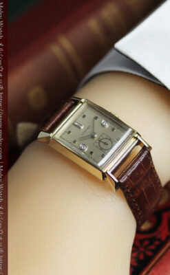 ダイヤ文字盤 ロンジンの金無垢アンティーク腕時計 【1947年頃】-W1618-20