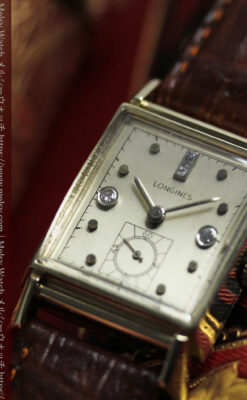 ダイヤ文字盤 ロンジンの金無垢アンティーク腕時計 【1947年頃】-W1618-3