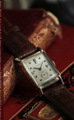 ダイヤ文字盤 ロンジンの金無垢アンティーク腕時計 【1947年頃】-W1618-5