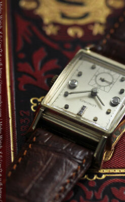 ダイヤ文字盤 ロンジンの金無垢アンティーク腕時計 【1947年頃】-W1618-8